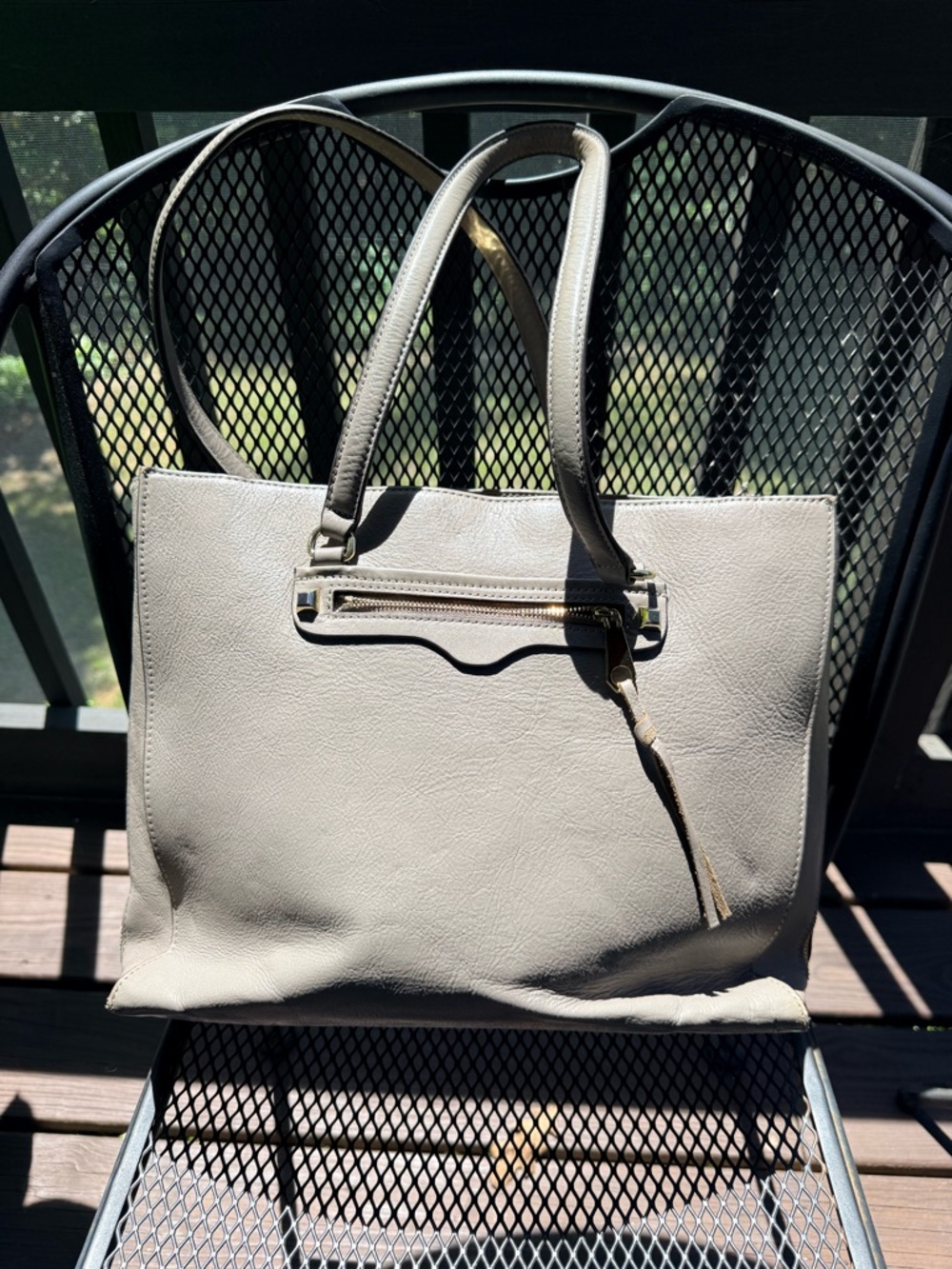 Rebecca Minkoff Light Taupe Leather Tote with Front Zip